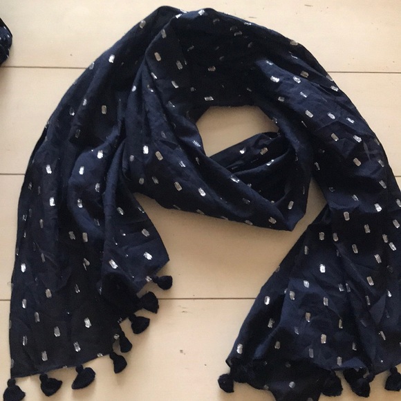 J. Crew Accessories - Jcrew Metallic dot scarf OS Navy